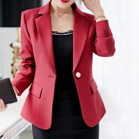 PEONFLY Fashion Women Business Suit Red Formal Long Sleeve Professional Jacket Female Loose Blazers Outfits Autumn Winter