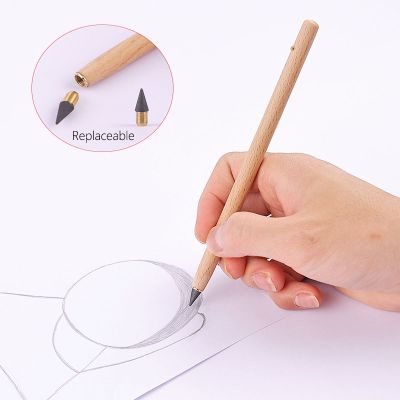 卐▼☸ Raw Wooden Eternal Pencil Technology Unlimited Writing No Ink HB Pen School Supplies Sketch Painting Tool Office Stationery