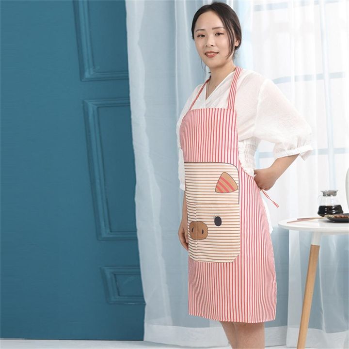 kitchen-antifouling-apron-korean-fashion-waterproof-thickened-cartoon-piggy-hanging-neck-design-home-cleaning-piggy-apron-adult
