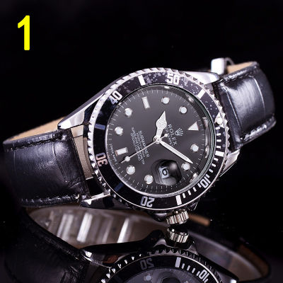 นาฬิกาสำหรับผู้ชายแบรนด์หรูของผู้ชายนาฬิกาควอตซ์สายหนังสีดำของผู้ชายนาฬิกาข้อมือธุรกิจลำลองของผู้ชาย