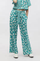 ESP กางเกงขายาวลายฟอรัล ผู้หญิง สีเขียว | Floral Print Long Trousers | 5880