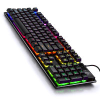 V4 104 Keys Gaming Mechanical Keyboard เกม Led Backlit Usb Keyboard Gamer ในตัวแผ่นเหล็กเหมาะกับการทำงานลวดคีย์บอร์ด