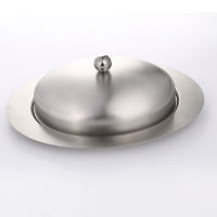 Realand Top Stainless Steel OVAL Butter Dish Box Container Elegant Cheese Server Storage Keeper Tray with Easy to Hold Lid