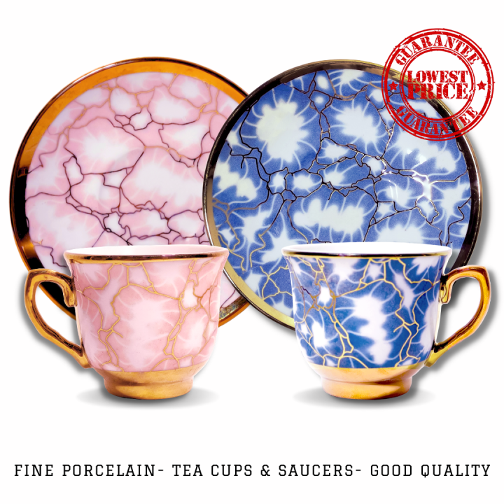 Fine Porcelain Elegant Set 12pcs Tea Cup And Saucers Gift Box Package