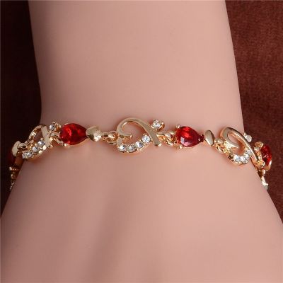 Trendy Women/Ladys fashion 18k Gold Plated Heart 5 Colors CZ Stones Bracelets &amp; Bangles Jewelry