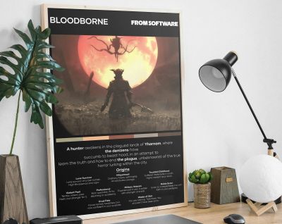 Bloodborne ตัวอักษรผ้าใบพิมพ์โปสเตอร์สำหรับห้องเด็กเล่นและห้องนั่งเล่น Retro ภาพวาด Art Home Wall Decor Gift