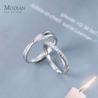 {Xixi Ornamelings} Modian แหวนหมั้นโรแมนติกแหวนคู่รักสำหรับผู้ชายและผู้หญิง925เงินสเตอร์ลิงมันวาวใสเครื่องประดับแหวนคู่