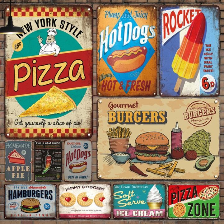 Fast Food Decor - Popular Pizza, Hot Dog, Hamburgers, Ice Cream, Fries ...