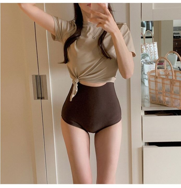 2023-korea-style-women-two-pieces-swimsuit-cut-out-cover-up-swimwear-with-t-shirt-summer-holiday-beachwear