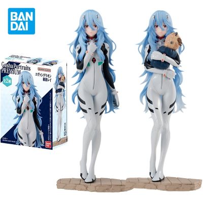 ZZOOI Bandai Original  EVANGELION Anime Figure Ayanami Rei Shokugan Long Hair Action Figure Toys for Kids Gift Collectible Model