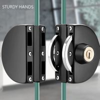 1 Set Double Open Glass Door Lock Stainless Steel Double Bolt Sliding Door Lock Office Glass Door Security Lock Home Hardware