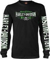 Harley-Davidson Military - Mens Black Long-Sleeve Crew Neck Graphic T-Shirt - Ramstein Air Base | Villain