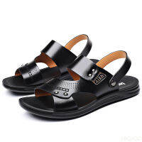 Shoes 2023 Fashion Mens Summer New R Leather Non-slip Beach Slip-on Sandals Travel Flip-flops Slippers Black Brown