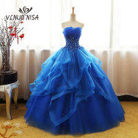 Fashion Luxury Lace Black Blue Champagne Quinceanera Dress Ruched Crystal Organza Vestidos De 15 Debutante Gown Bohemia Princess