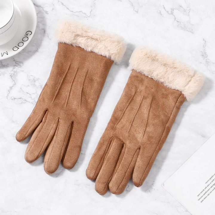 winter-suede-women-gloves-touch-screen-furry-warm-full-finger-outdoor-sport-driving-gloves