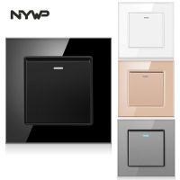 NYWP 1 Gang 2 Way Stair Switch Crystal Tempered Glass Panel Rocker Light Switch On / Off Pass Through Wall Switch Switched Power Points  Switches Save