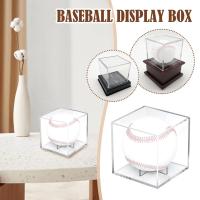 2 Pcs Baseball Display Box Transparent Acrylic Cube Showcase Case With Square Storage Base Souvenir O8V3