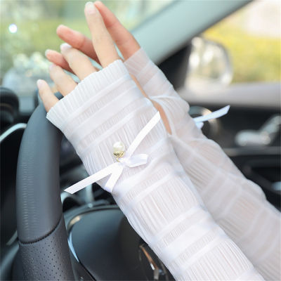 1 Pair Summer Lace Sleeve Cycling Cooling Gloves Driving Gloves Arm Sleeve Female Sunscreen 1 Pair Womens Elegant Long Fingerless