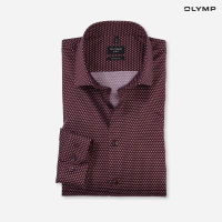 OLYMP GREEN CHOICE No. Six Shirt เสื้อเชิ้ตรักษ์โลก สีแดงเข้ม ลายจุด ทรงเข้ารูป ยืดหยุ่นได้ดี รีดง่าย