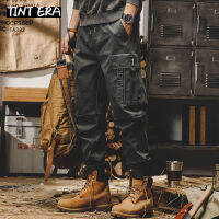 TINT ERA Techwear กางเกงคาร์โก้ผู้ชายกางเกงคาร์โก้สีดำชายวินเทจญี่ปุ่น Streetwear กระเป๋าฮิปฮอปสบายๆซาฟารีหลวม