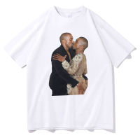 Rapper Hop Kanye West Kissing Print T Shirt Funny Men Omari West Fans Lovers Tshirt Mens Cotton