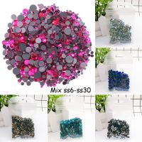 ss6 ss10 ss16 ss20 ss30 Hot fix Rhinestone Glitter Mix Size Pink Flat Back Rhinestones For Nail Arts and Crafts