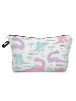 ✁◄ Cute Colorful Dinosaur Cosmetic Bag Foldable Large Capacity Pencil Case Custom Pattern Outdoor Travel High Quality Makeup Bag