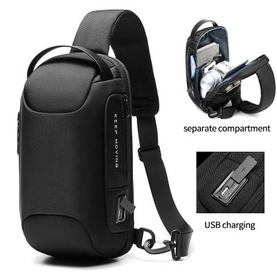 Anti-Theft Short Travel Messenger Chest Sling Fashion Designer Chest Bag Shoulder Bag Men Waterproof 3.0 USB Male Crossbody Bag