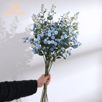 ▩▦✉ WQNJIN 75cm Blue High Quality European Mini Roses Long Branch Artificial Silk Flowers Home Table Centerpiece Room Decor