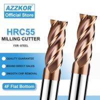 เครื่องตัดมิลลิ่งเคลือบโลหะผสมทังสเตนเครื่องมือเหล็ก Cnc Maching Hrc55 Endmill Azzkor Top Milling Cutter Kit Milling Machine Tools