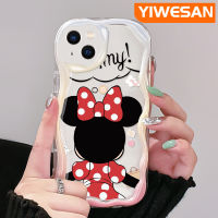 YIWESAN เคสสำหรับ iPhone 14 Pro Max 14 Plus 13 Pro Max 13เคสมินนี่น่ารักลายมินนี่เคสนิ่มกันกระแทกเคสโทรศัพท์โปร่งใสฝาครอบป้องกันเลนส์กล้องถ่ายรูป