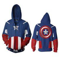 3D The Avengers 4 กัปตันอเมริกาพิมพ์แฟชั่นแจ็คเก็ตลำลอง Hoody