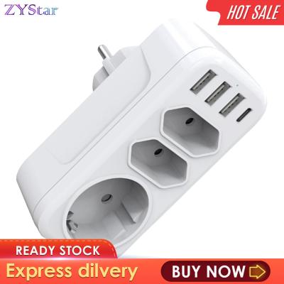 ZYStar เครื่องขยายหลายช่องเต้าเสียบปลั๊กไฟ3เต้ารับ USB สำหรับสำนักงานห้องนอน