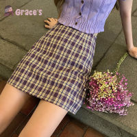 ⭐Grace‘s⭐ ?women‘s skirts?กระโปรงสตรีคลุมสะโพกลายสก็อตสีม่วง กับกางเกงเซฟตี้ เวอร์ชั่นเกาหลีฤดูร้อน การจัดส่งในพื้นที่