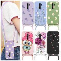 ♀♦✶ For Xiaomi Redmi Note 8 Pro 8T Case Strap Cord Chain Necklace Lanyard Cover For Redmi Note8 Note8T Note8Pro Silicone Flower Etui