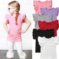 【CW】 0-6Y Newborn Toddler Kids Baby T Shirts Fly Sleeve Color Cotton T-shirt Tee Outfits