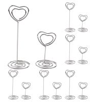 30 Pcs Card Holder Heart Shape Table Picture Stand Wire Tabletop Photo Holder Menu Clips for Wedding Party Number,Silver