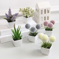 6 Pots (sets) Of Home Decoration  Mini Evergreen Artificial Plant Small Potted Plants Pipe Fittings Accessories