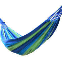 Lightweight Folding Outdoor Travel Hammock Blue Cyan Stripe Cotton High Elasticity Camping Swing