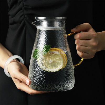 High Capacity Glass Water Jar Juice Lemonade Jug Flower Tea Pot HotCold Water Pitcher Heat-proof Transparent Glass Teapot