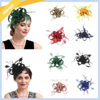 MINBAOYU196810 แถบคาดศีรษะ กิ๊บติดผม Brid fascinator ขนนกริบบิ้น พร้อมคลิปหนีบ หมวก fascinator แฟชั่นสำหรับผู้หญิง สีทึบทึบ หมวกคลุมศีรษะ งานเลี้ยงแต่งงานปาร์ตี้