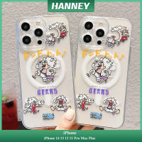 HANNEY สำหรับ iPhone 15 14 13 12 11 Pro Max Plus เคสลายตัวการ์ตูนน่ารักกันกระแทกซิลิโคนนิ่มเคสด้านหลังโปร่งใสชาร์จไร้สาย CPH-01