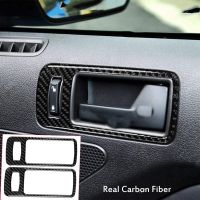 2/4Pcs Car Carbon Fiber Interior Door Handle Dish Rack Cover Exhaust Port Car Decoration Sticker For Ford Mustang 2009-2013