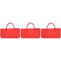 3X Felt Purse, Felt Storage Bag Large Capacity Casual Shopping Bag - Red