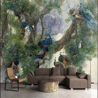 [hot]Milofi custom 3D photo wallpaper mural non-woven Chinese style living room bedroom peacock forest background wall