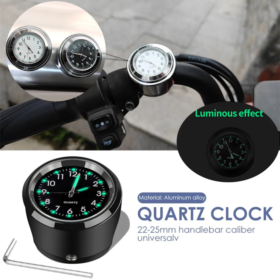 Motorcycle Quartz Clock 7/8 Waterproof Chrome Bike Handlebar Mount Watch  Aluminum Luminous Clock Universal Moto Accessori