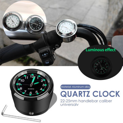 ยูนิเวอร์แซรถจักรยานยนต์ H andlebar เมานาฬิกาควอทซ์อลูมิเนียมส่องสว่างนาฬิกาจัดแต่งทรงผมกันน้ำโครเมี่ยม Moto อุปกรณ์เสริม