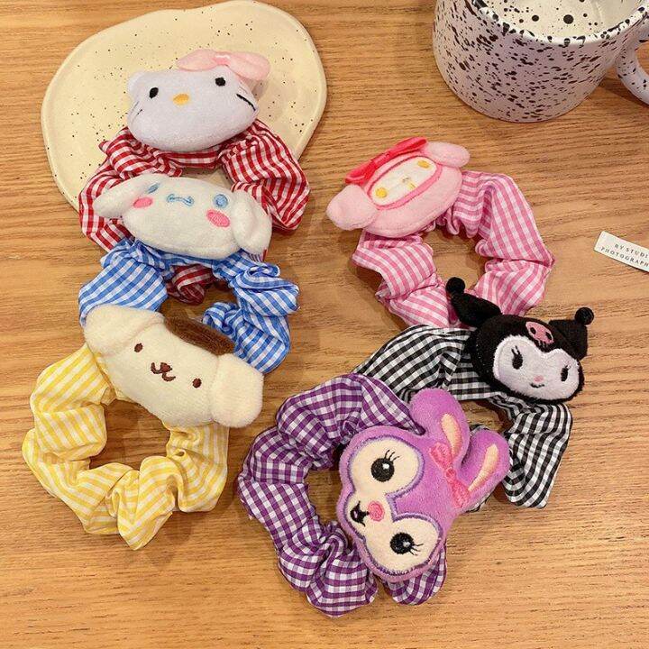 yinbai-mother-baby-house-gt-girls-tie-hair-large-intestine-ring-korean-version-plush-animal-cartoon-rope-sweet-cute-headband-simple-checked-accessories-headdress-ball-head-tail