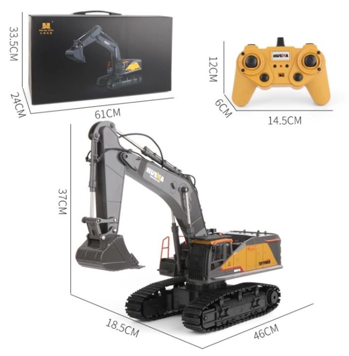 รถแม็คโคร-huina1592-22-channel-รถแบคโฮ-รถแมคโคร-สไตล์-volvo-รถบรรทุก-รถบังคับ-1-14-2-4ghz-rc