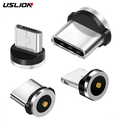 2pcs USB Port Magnetic Head Charging Cable Adapter For iPhone IOS Android Type C 360 Degree Rotation AccessoriesTips Converter